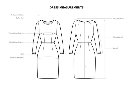 FABRANI COUTURE couture dress fit guide with accurate body measurements